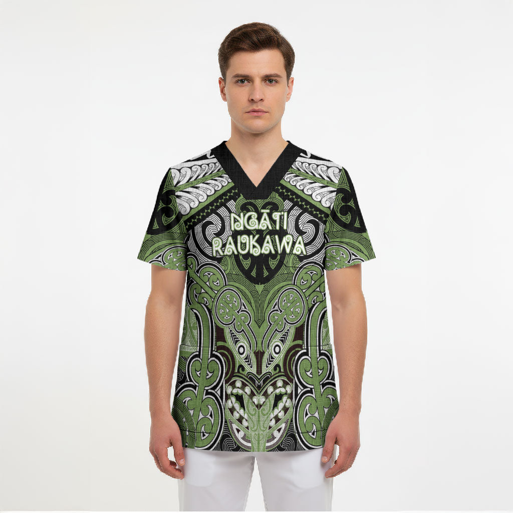 Aotearoa Iwi Ngati Raukawa Personalised Scrub Top Maori Kowhaiwhai Pattern LT19 - Polynesian Pride