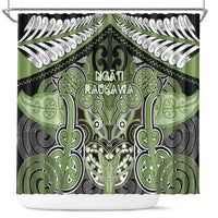 Aotearoa Iwi Ngati Raukawa Shower Curtain Maori Kowhaiwhai Pattern LT19 Green - Polynesian Pride