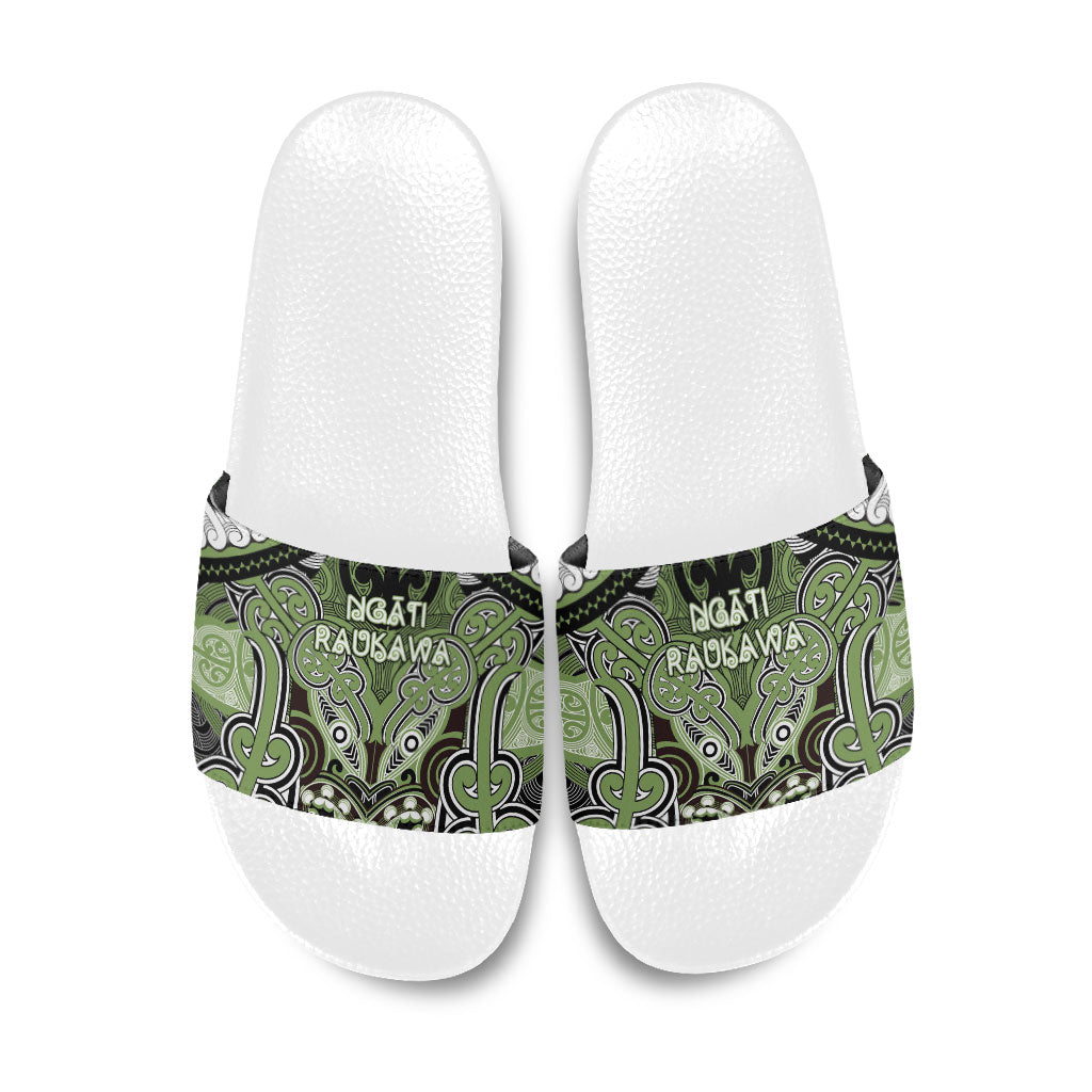 Aotearoa Iwi Ngati Raukawa Slide Sandals Maori Kowhaiwhai Pattern LT19 Green - Polynesian Pride