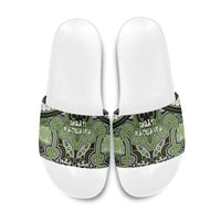 Aotearoa Iwi Ngati Raukawa Slide Sandals Maori Kowhaiwhai Pattern LT19 Green - Polynesian Pride