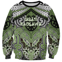 Aotearoa Iwi Ngati Raukawa Personalised Sweatshirt Maori Kowhaiwhai Pattern LT19 Unisex Green - Polynesian Pride