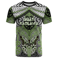 Aotearoa Iwi Ngati Raukawa Personalised T Shirt Maori Kowhaiwhai Pattern LT19 Green - Polynesian Pride