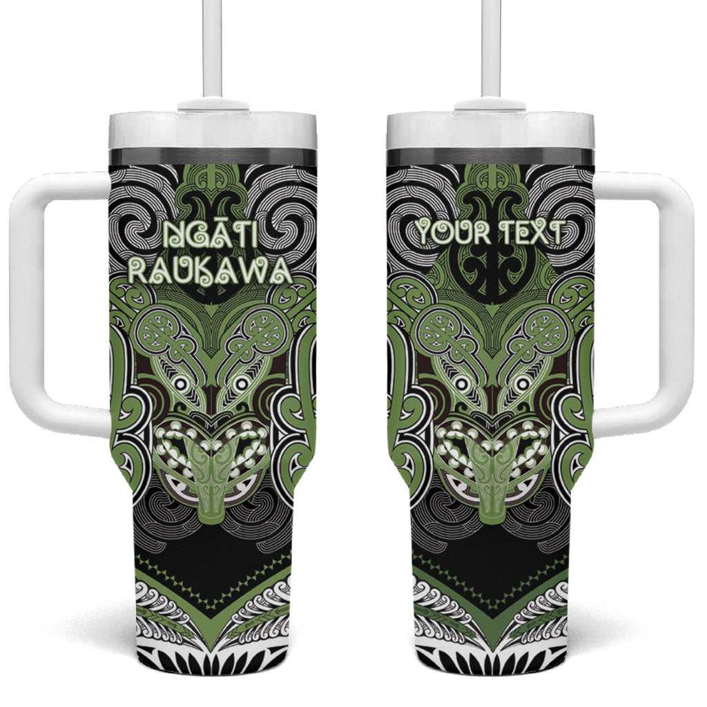 Aotearoa Iwi Ngati Raukawa Personalised Tumbler With Handle Maori Kowhaiwhai Pattern LT19 One Size: 40 oz Green - Polynesian Pride
