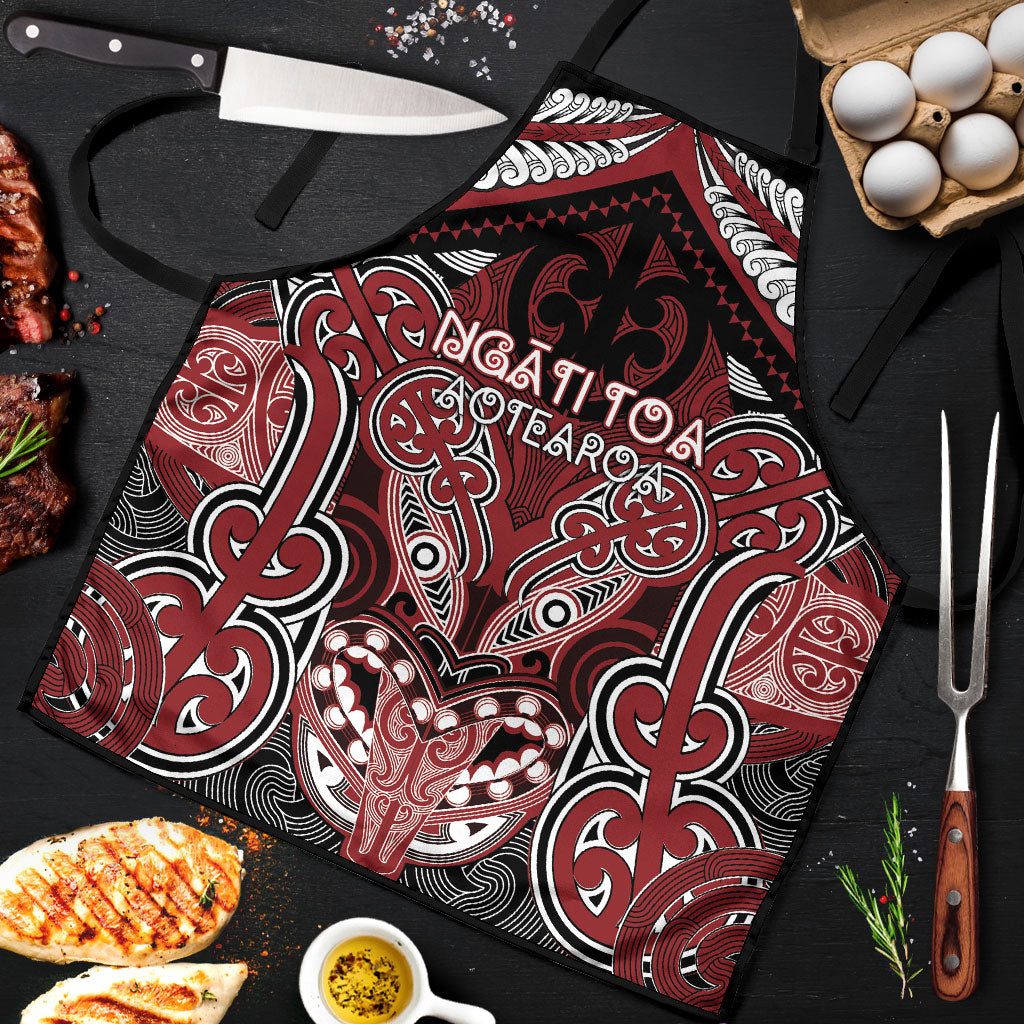 Aotearoa Iwi Ngati Toa Apron Maori Kowhaiwhai Pattern LT19 Red - Polynesian Pride