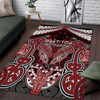 Aotearoa Iwi Ngati Toa Area Rug Maori Kowhaiwhai Pattern LT19 Red - Polynesian Pride
