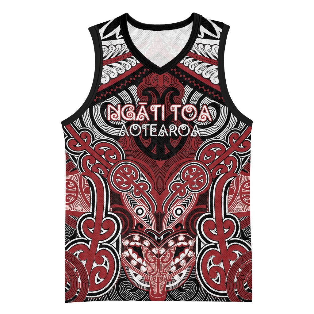 Aotearoa Iwi Ngati Toa Personalised Basketball Jersey Maori Kowhaiwhai Pattern LT19 Unisex Red - Polynesian Pride