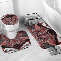 Aotearoa Iwi Ngati Toa Bathroom Set Maori Kowhaiwhai Pattern LT19 Mat Set Only (3 pcs) One Size Red - Polynesian Pride