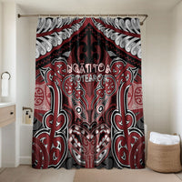 Aotearoa Iwi Ngati Toa Bathroom Set Maori Kowhaiwhai Pattern LT19 Shower Curtain Only Red - Polynesian Pride
