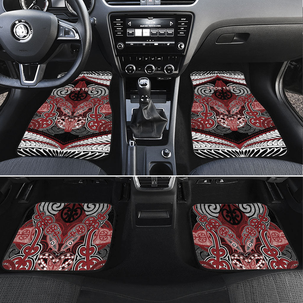 Aotearoa Iwi Ngati Toa Personalised Car Mats Maori Kowhaiwhai Pattern LT19 Set 4pcs Red - Polynesian Pride