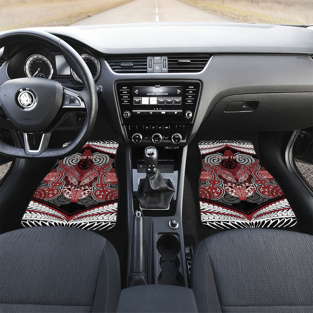 Aotearoa Iwi Ngati Toa Personalised Car Mats Maori Kowhaiwhai Pattern LT19 Set 2pcs - Front Red - Polynesian Pride