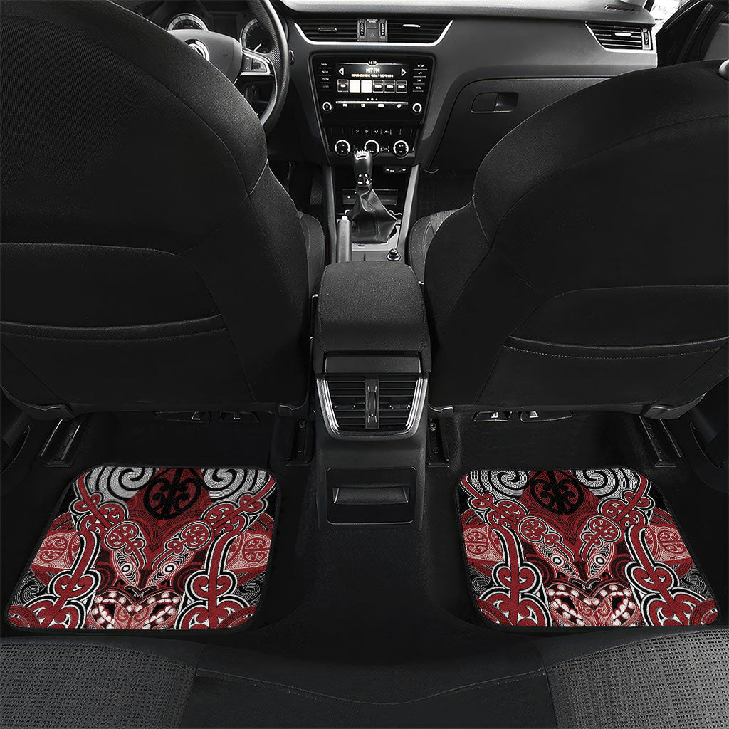 Aotearoa Iwi Ngati Toa Personalised Car Mats Maori Kowhaiwhai Pattern LT19 Set 2pcs - Back Red - Polynesian Pride