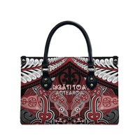Aotearoa Iwi Ngati Toa Leather Bag Maori Kowhaiwhai Pattern LT19 - Polynesian Pride