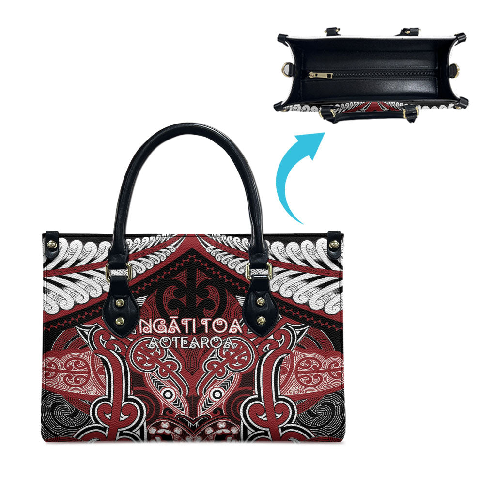 Aotearoa Iwi Ngati Toa Leather Bag Maori Kowhaiwhai Pattern LT19 - Polynesian Pride