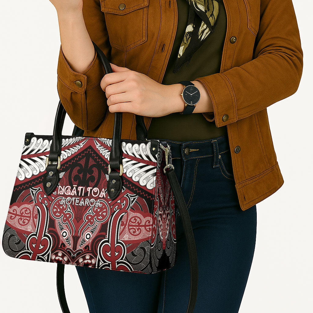 Aotearoa Iwi Ngati Toa Leather Bag Maori Kowhaiwhai Pattern LT19 - Polynesian Pride