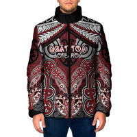 Aotearoa Iwi Ngati Toa Personalised Padded Jacket Maori Kowhaiwhai Pattern LT19 Men Red - Polynesian Pride