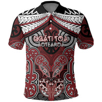 Aotearoa Iwi Ngati Toa Personalised Polo Shirt Maori Kowhaiwhai Pattern LT19 Red - Polynesian Pride