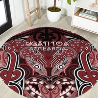 Aotearoa Iwi Ngati Toa Round Carpet Maori Kowhaiwhai Pattern LT19 Red - Polynesian Pride