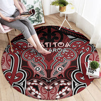 Aotearoa Iwi Ngati Toa Round Carpet Maori Kowhaiwhai Pattern LT19 - Polynesian Pride