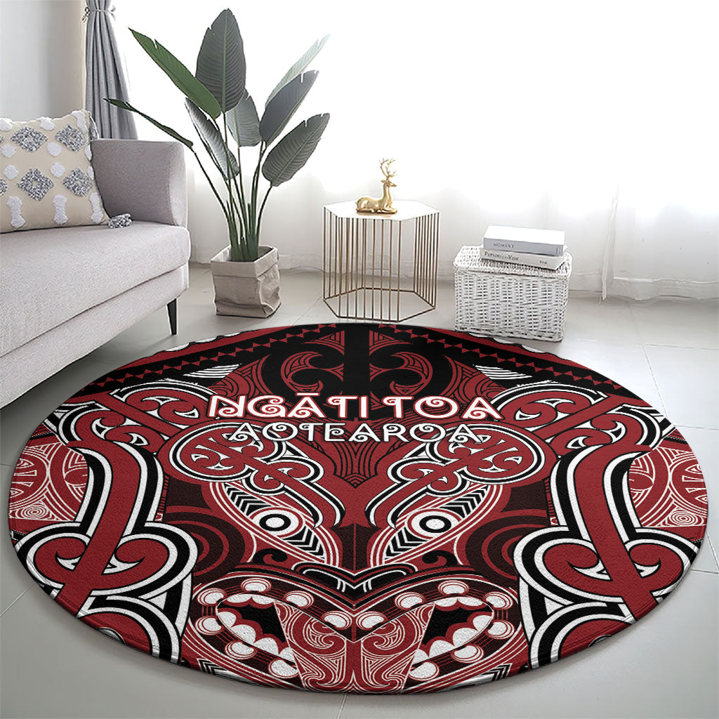 Aotearoa Iwi Ngati Toa Round Carpet Maori Kowhaiwhai Pattern LT19 - Polynesian Pride