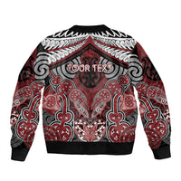 Aotearoa Iwi Ngati Toa Personalised Sleeve Zip Bomber Jacket Maori Kowhaiwhai Pattern LT19 - Polynesian Pride