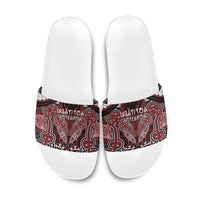 Aotearoa Iwi Ngati Toa Slide Sandals Maori Kowhaiwhai Pattern LT19 Red - Polynesian Pride