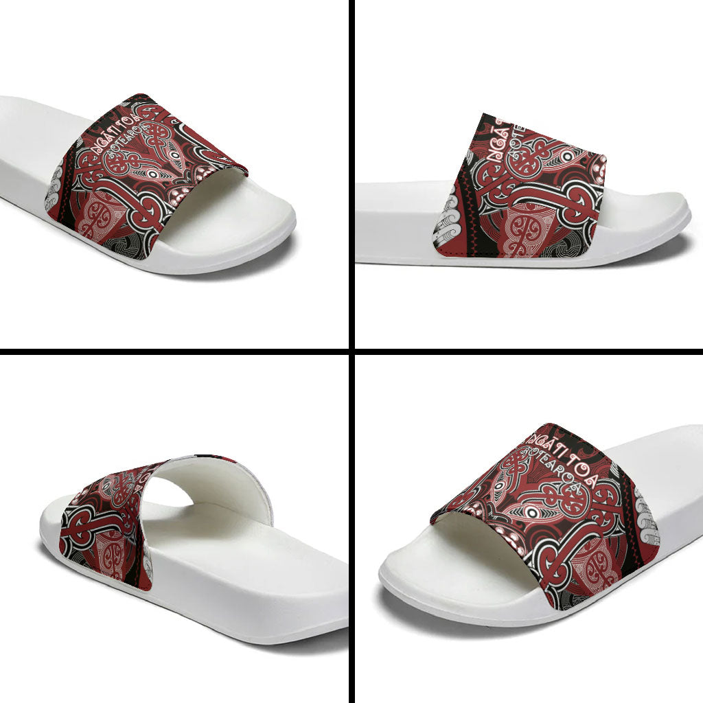 Aotearoa Iwi Ngati Toa Slide Sandals Maori Kowhaiwhai Pattern LT19 - Polynesian Pride