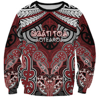 Aotearoa Iwi Ngati Toa Personalised Sweatshirt Maori Kowhaiwhai Pattern LT19 Unisex Red - Polynesian Pride