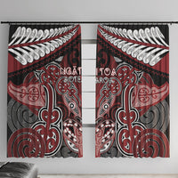 Aotearoa Iwi Ngati Toa Window Curtain Maori Kowhaiwhai Pattern LT19 With Hooks Red - Polynesian Pride