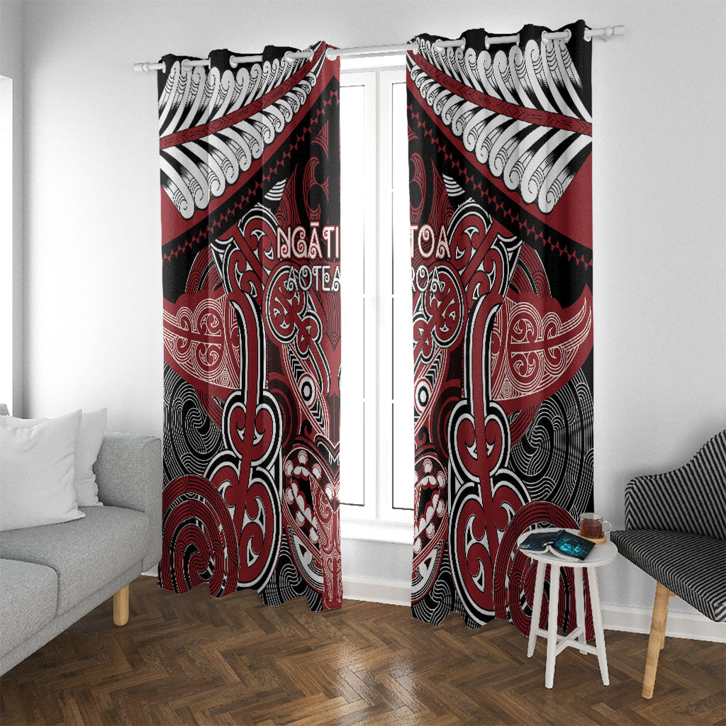 Aotearoa Iwi Ngati Toa Window Curtain Maori Kowhaiwhai Pattern LT19 With Grommets Red - Polynesian Pride