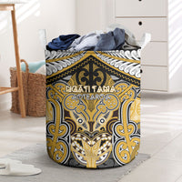 Aotearoa Iwi Ngati Tama Laundry Basket Maori Kowhaiwhai Pattern LT19 Yellow - Polynesian Pride