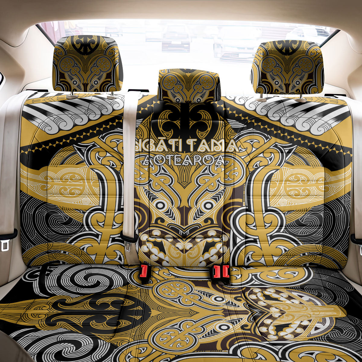 Aotearoa Iwi Ngati Tama Back Car Seat Cover Maori Kowhaiwhai Pattern LT19 - Polynesian Pride