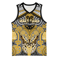 Aotearoa Iwi Ngati Tama Personalised Basketball Jersey Maori Kowhaiwhai Pattern LT19 Unisex Yellow - Polynesian Pride