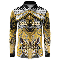Aotearoa Iwi Ngati Tama Personalised Button Sweatshirt Maori Kowhaiwhai Pattern LT19 Yellow - Polynesian Pride