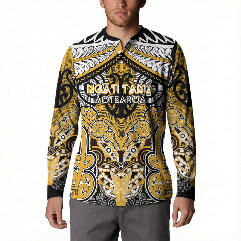 Aotearoa Iwi Ngati Tama Personalised Button Sweatshirt Maori Kowhaiwhai Pattern LT19 - Polynesian Pride