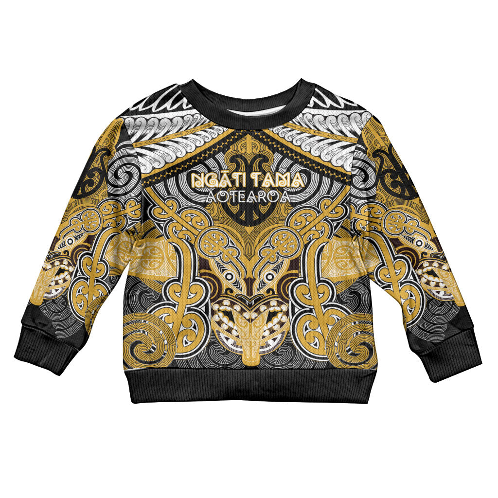 Aotearoa Iwi Ngati Tama Personalised Kid Ugly Christmas Sweater Maori Kowhaiwhai Pattern LT19 Kid Yellow - Polynesian Pride