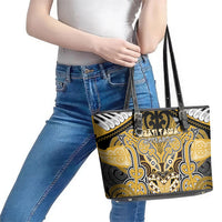 Aotearoa Iwi Ngati Tama Leather Tote Bag Maori Kowhaiwhai Pattern LT19 - Polynesian Pride