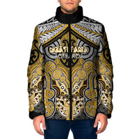 Aotearoa Iwi Ngati Tama Personalised Padded Jacket Maori Kowhaiwhai Pattern LT19 Men Yellow - Polynesian Pride