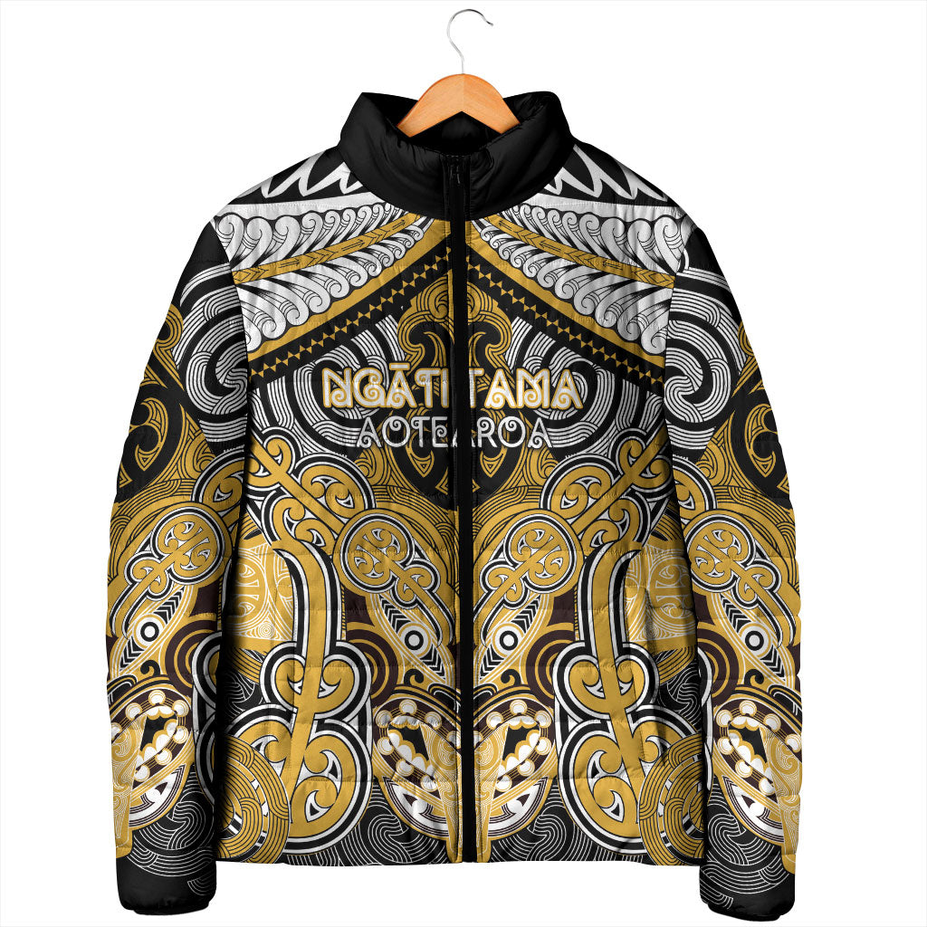 Aotearoa Iwi Ngati Tama Personalised Padded Jacket Maori Kowhaiwhai Pattern LT19 - Polynesian Pride
