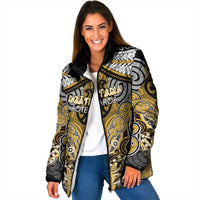 Aotearoa Iwi Ngati Tama Personalised Padded Jacket Maori Kowhaiwhai Pattern LT19 Women Yellow - Polynesian Pride