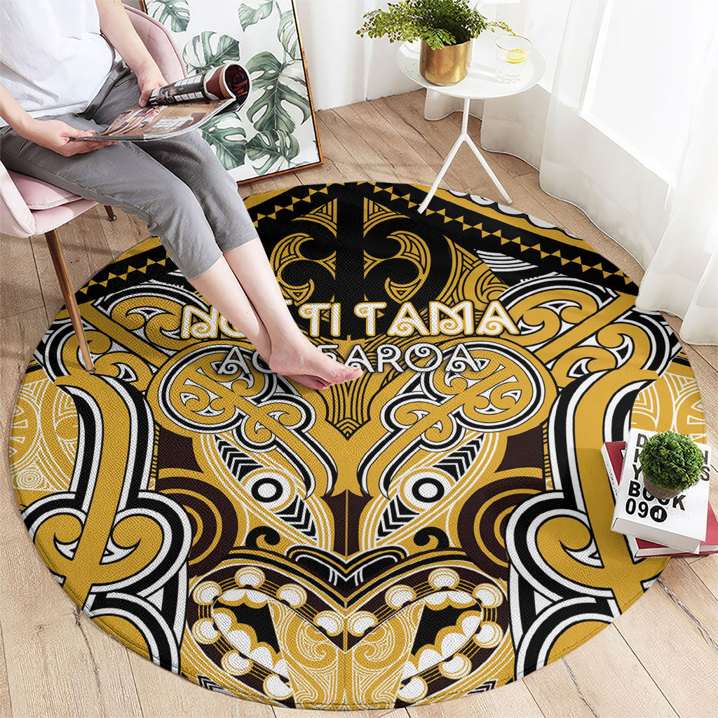 Aotearoa Iwi Ngati Tama Round Carpet Maori Kowhaiwhai Pattern LT19 - Polynesian Pride