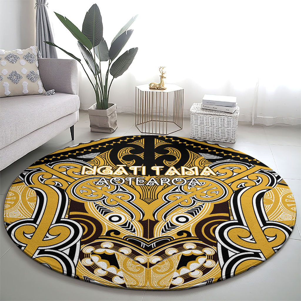 Aotearoa Iwi Ngati Tama Round Carpet Maori Kowhaiwhai Pattern LT19 - Polynesian Pride