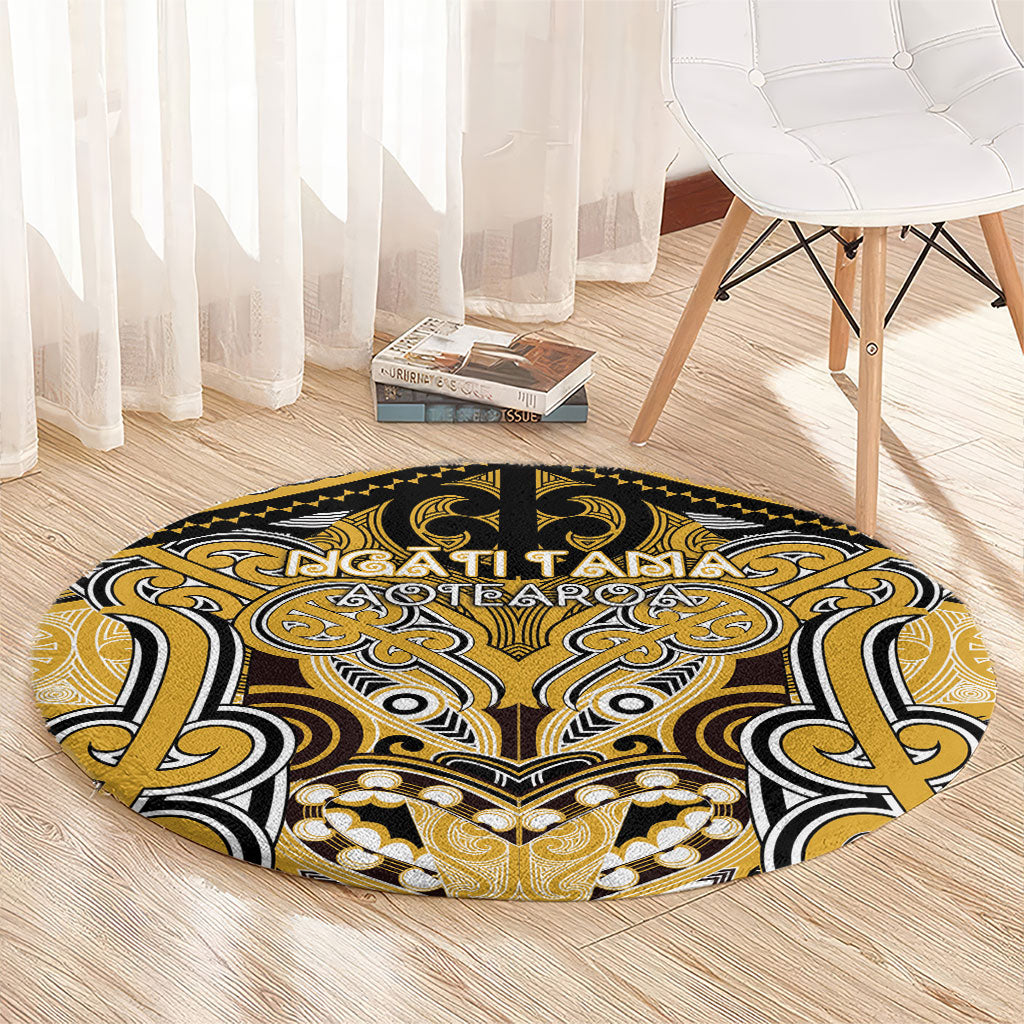 Aotearoa Iwi Ngati Tama Round Carpet Maori Kowhaiwhai Pattern LT19 - Polynesian Pride