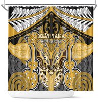 Aotearoa Iwi Ngati Tama Shower Curtain Maori Kowhaiwhai Pattern LT19 Yellow - Polynesian Pride