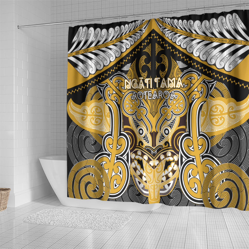 Aotearoa Iwi Ngati Tama Shower Curtain Maori Kowhaiwhai Pattern LT19 - Polynesian Pride