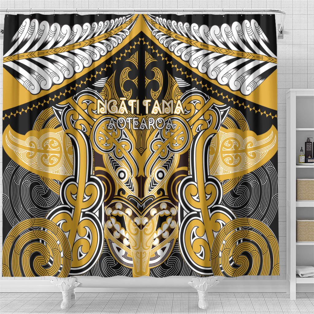 Aotearoa Iwi Ngati Tama Shower Curtain Maori Kowhaiwhai Pattern LT19 - Polynesian Pride