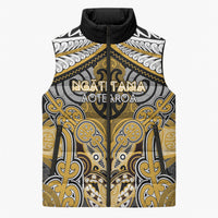 Aotearoa Iwi Ngati Tama Personalised Sleeveless Puffer Jacket Maori Kowhaiwhai Pattern LT19 Unisex Yellow - Polynesian Pride
