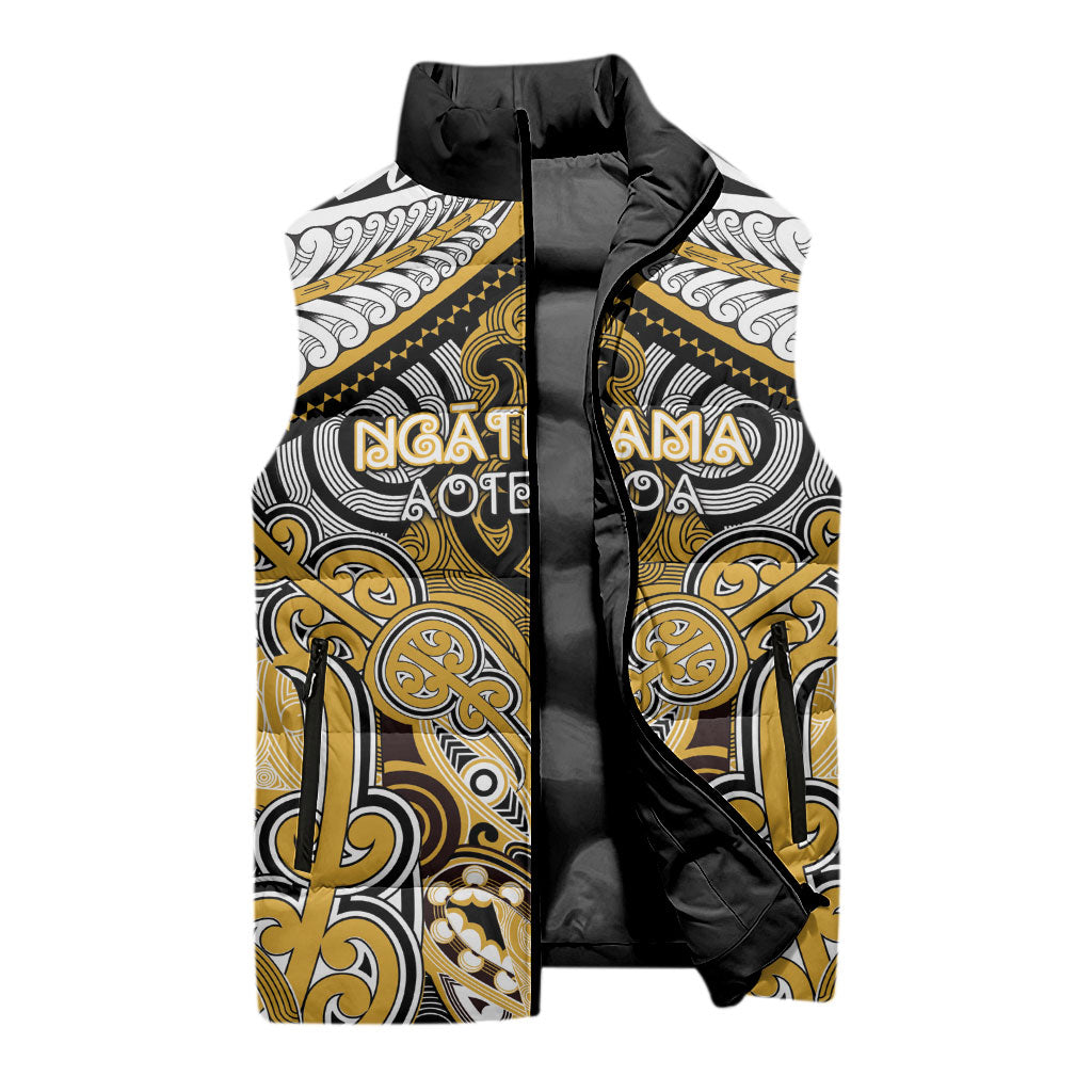 Aotearoa Iwi Ngati Tama Personalised Sleeveless Puffer Jacket Maori Kowhaiwhai Pattern LT19 - Polynesian Pride