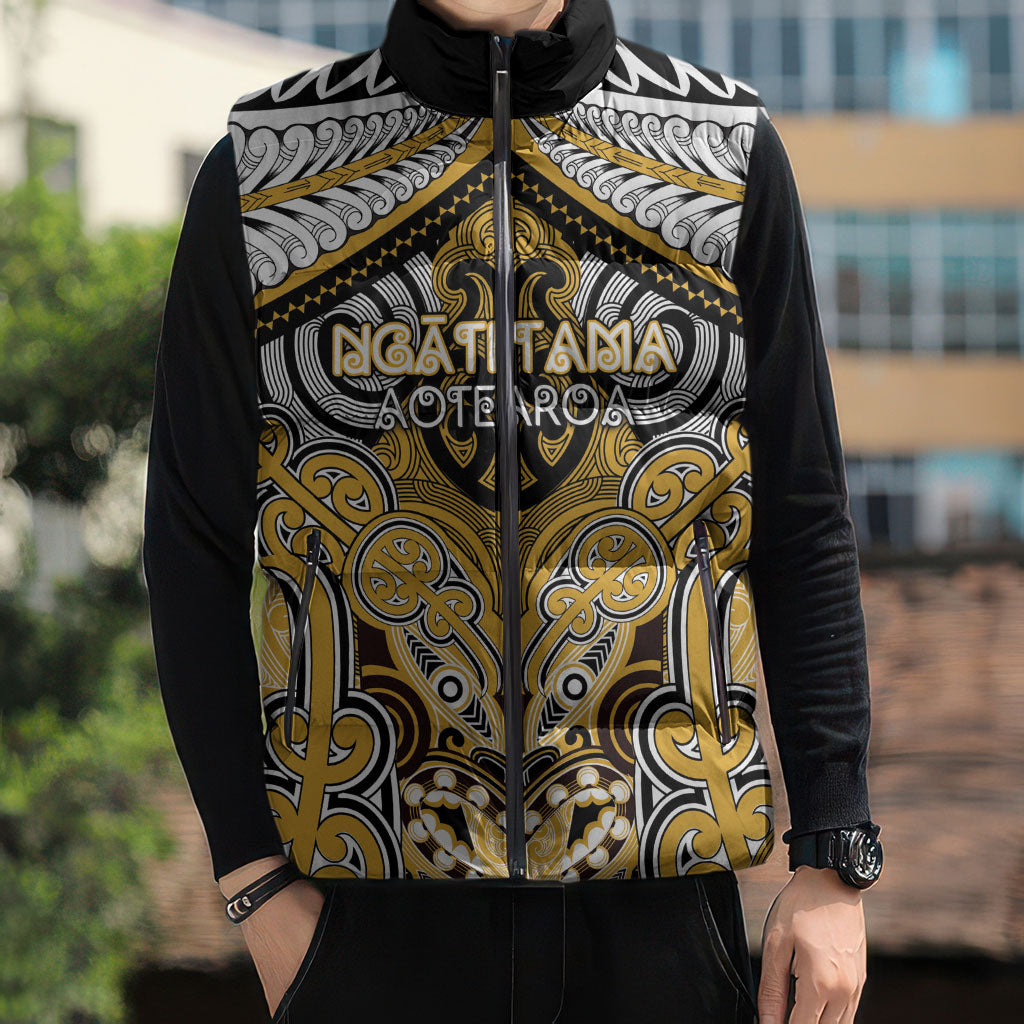 Aotearoa Iwi Ngati Tama Personalised Sleeveless Puffer Jacket Maori Kowhaiwhai Pattern LT19 - Polynesian Pride