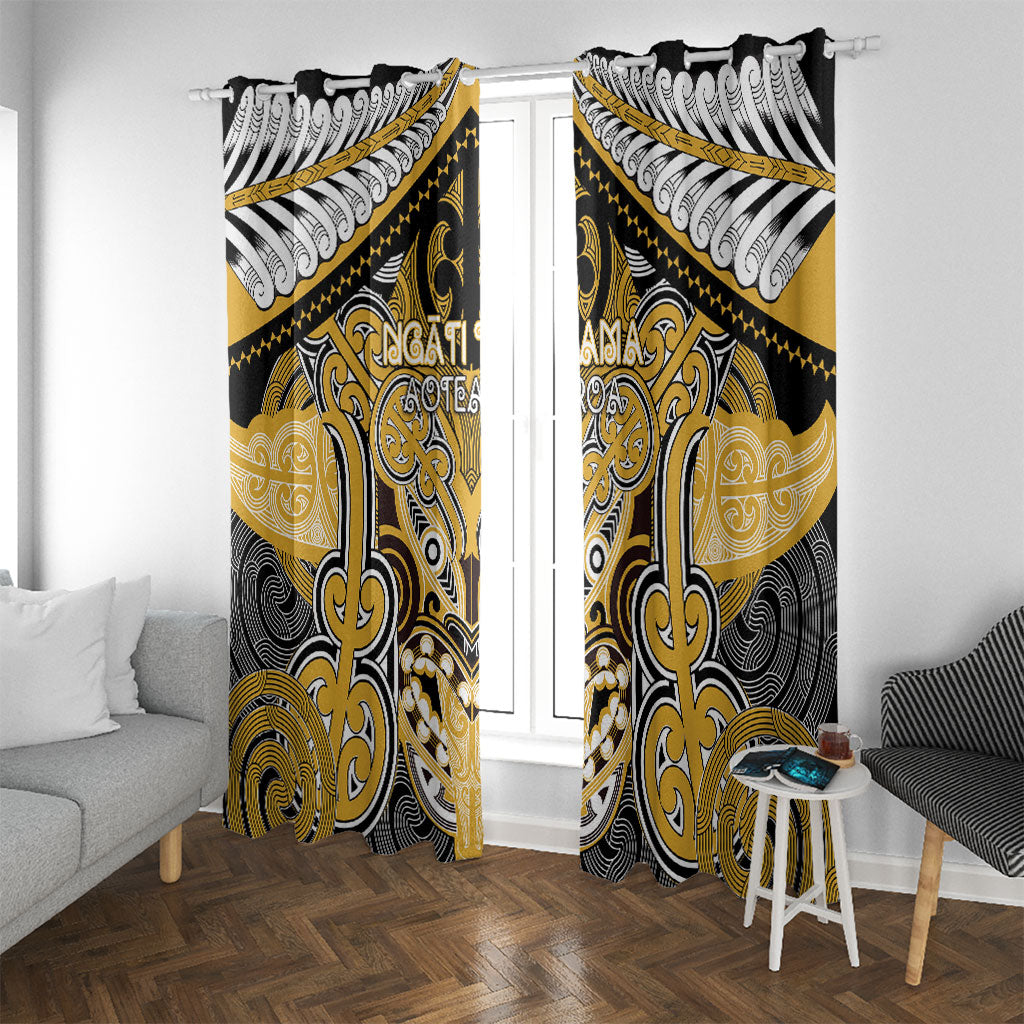 Aotearoa Iwi Ngati Tama Window Curtain Maori Kowhaiwhai Pattern LT19 With Grommets Yellow - Polynesian Pride