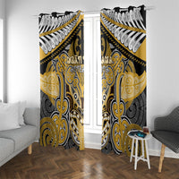 Aotearoa Iwi Ngati Tama Window Curtain Maori Kowhaiwhai Pattern LT19 With Grommets Yellow - Polynesian Pride